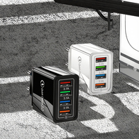 Chargeur mural USB 4 ports, charge rapide 3.0, 5V/2.4A, câble rétractable, adaptateur secteur multi-ports, prise EU/US/UK pour montre intelligente, ordinateur portable