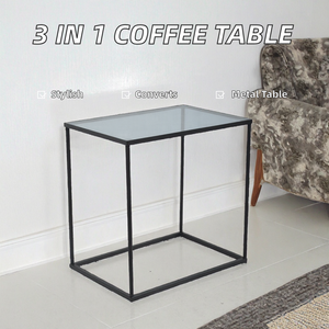 Table basse en fer convertible moderne, pliable, plateau en bois, durable, montage facile, design multifonctionnel 3 en 1 pour les petits espaces - Product Image 5