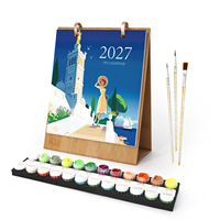 Calendrier de bureau moderne peint à la main, peinture par numéros avec boîte, faible MOQ et personnalisation, décoration intérieure et cadeaux, idéal pour les débutants