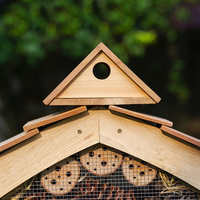 Hôtel pour insectes de luxe XXL 101x 23x109 cm en forme d'arche - Deux sections Hôtel en bois naturel pour abeilles et insectes (Classique)