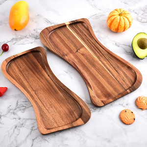 주스 그루브가있는 천연 아카시아 나무 피자 도마 트레이 가정용 서빙 플레이트 트레이 스시 과일 플레이트 트레이 - Product Image 5