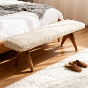 Midcentury Modern Solid Wood <b>Bench</b> Fabric Upholstered <b>Entryway</b> Bedroom Stool Home Furniture - Product Image 5