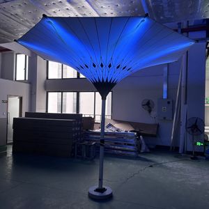 Nouveau design parapluie électrique de piscine de ligne de jardin de tulipes rondes résistantes aux UV avec parasol à led pour villa - Product Image 5