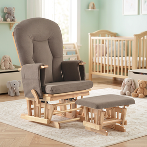 High Quality Contemporary Wooden Nursery Glider <b>Chair</b> Ottoman Set Home Office Living Room Leisure Rocking <b>Chair</b> Wholesale - Product Image 1