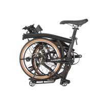 CRANSTON Vélo pliable à trois sections 16 pouces 7 vitesses avec cadre antichoc complet, guidon en Y/M, acier au molybdène S7, léger, capacité de charge 105 kg
