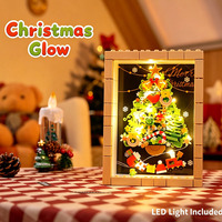 Bloques de Construcción 3D para Árbol de Navidad EPT 535PCS con Luz LED, Función Magnética, Marco Estilo Madera, Decoración Navideña Creativa para el Hogar, Regalo DIY