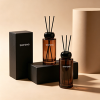 Flacon diffuseur de parfum en verre ambré de luxe avec bouchon noir, flacon d'arôme, décoration d'intérieur, emballage de diffuseur, logo personnalisé