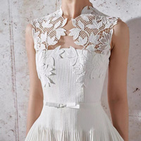 Nouveau design blanc dentelle florale Patchwork Slim tenue décontractée femme sans manches élégantes robes de soirée de mariage