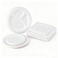 Vaisselle jetable biodégradable en bagasse de canne à sucre, 8,86 pouces, 3 compartiments, robuste, pour restaurant, traiteur, préparation de repas, fête