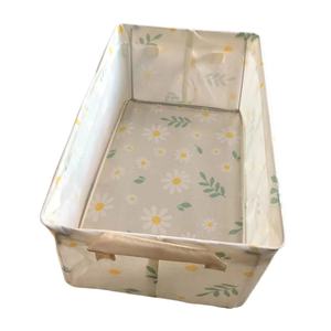 Clothing Organizer Foldable <b>Storage</b> <b>Box</b> Rectangle Fabric Large Capacity <b>Drawer</b> Style With Flower Pattern For Home Wardrobe - Product Image 2