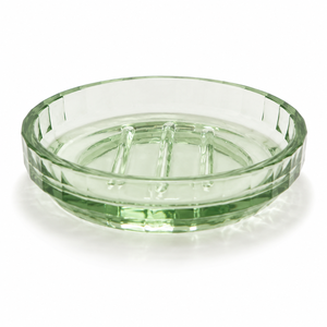 Ensemble de salle de bain en verre cannelé vert, best-seller, avec accents dorés, 8 pièces : distributeur de lotion, gobelet, porte-brosse WC - Product Image 4