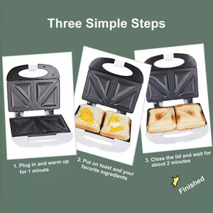 Multifunzionale Sandwich <span class=keywords><strong>e</strong></span> Waffle 2 fette elettriche facilmente pulite superficie antiaderente per la casa tostapane per la colazione - Product Image 5