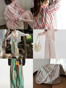 Nhà Máy Trực Tiếp Cảm Ứng Mềm Mại Seersucker Sợi Nhuộm Vải Sọc Bông Polyester Pha Trộn CVC Sọc Vải Cho Quần Chân Rộng - Product Image 2