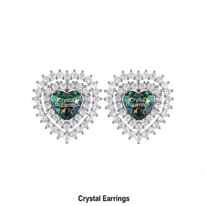 Boucles d'oreilles clous Cœur en cristal, argent 925, bijoux de fête pour femme, serti griffe, cristal blanc - Product Image 1