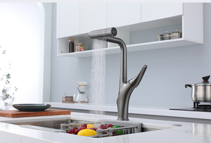 Nuevo Producto 2025: <span class=keywords><strong>Grifo</strong></span> de Cocina Extraíble de Cobre con Válvula de Cerámica de Alta Calidad, Color Gris Metálico, Agua Fría y Caliente - Product Image 5