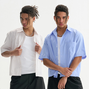 Nuovo modello estivo da <span class=keywords><strong>uomo</strong></span> camicia corta con bottoni di flanella Casual manica corta con abito svasato a righe squadrate stampa a quadri <span class=keywords><strong>oversize</strong></span> - Product Image 5