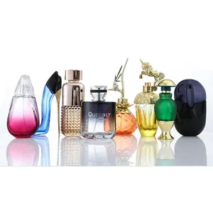 Frasco de vidro de perfume de 50ml 100ml de vidro transparente fosco colorido vazio com logotipo personalizado de design de moda do fabricante