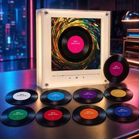Lecteur de musique NFC personnalisé DIY en vinyle, 9 disques NFC, lumière rotative, aimant de réfrigérateur, cadeau musical personnalisé