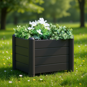 Bac à fleurs surélevé Anthracite 16,9x16,9x13,8 pouces en PP pour plantation de jardin - Product Image 2