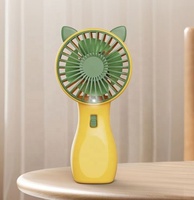Ventilateur portable pour étudiants, mignon avec oreilles d'animaux, rechargeable par USB, mini ventilateur compact, ventilateur de refroidissement pour CPU
