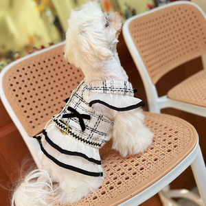 Conjunto de Lujo de Vestido y Arnés de Tweed para Mascotas con Correa 2 en 1, Chaleco Transpirable para Perros, Ropa Elegante para Cachorros y Gatos Pequeños - Product Image 5