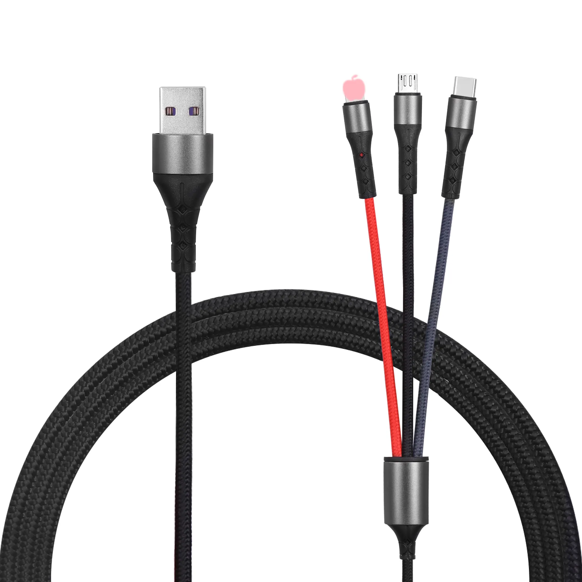 Cavo dati USB 1.2M più economico cavo usb 3in1 cavo di ricarica multiplo con connettori porta USB di tipo C