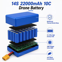 Paket Baterai Lithium Ion 14S 51.8V 22Ah 10C, Baterai Daya Isi Ulang dengan Pengosongan Tinggi untuk Peralatan Kerja Udara Industri