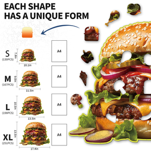 Rompecabezas de Doble Hamburguesa, Impresión a Todo Color, Cartón, Juguete Educativo para Niños de 8 a 13 Años - Product Image 4