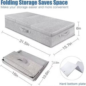 Multifunctional Large-capacity Foldable Under-bed Organizer Minimalist Pp Storage <b>Box</b> Set for Quilt Towel Reusable Lid - Product Image 2