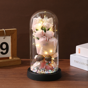 Rosa Preservada al por Mayor en Cúpula de Cristal con Luces LED, Figuras de Pareja Adorables, Caja de Regalo para San Valentín, Aniversario, Regalo de Cita - Product Image 2
