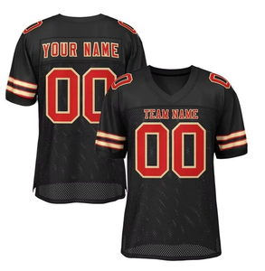 Maillot de football américain personnalisé en gros, nom et numéro de l'équipe brodés, logo, toutes couleurs, uniforme de supporter unisexe pour hommes, maille respirante - Product Image 2