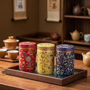 Stainless steel Food Container Round With Lid 1 Layer Decorative Storage <b>Box</b> Red Yellow Blue <b>Floral</b> Design - Product Image 6