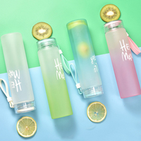 Bouteille d'eau en verre givré coloré à changement de couleur avec couvercle, personnalisable avec logo, vente en gros