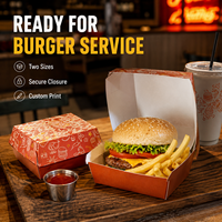 Scatola per Hamburger Personalizzata in Cartone Alimentare Usa e Getta, Confezione da Asporto in Carta Kraft