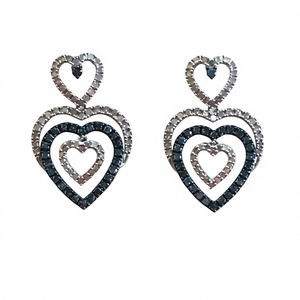 Pendientes Colgantes de Diamantes Redondos en Forma de Corazón para Mujer, 1.48 Cttw, Engaste de Puntas, Uso Diario, Plata de Ley 925, Joyería Moderna - Product Image 1