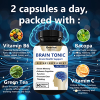 Capsules de tonique cérébral végétaliennes à marque privée OEM avec vitamines pour améliorer la mémoire et la concentration, pilules, suppléments nootropiques
