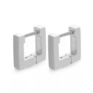 Geometric Square Hollow <b>Clip</b>-on Earrings 15mm Stainless Steel Fashionable Couple <b>Ear</b> <b>Clips</b> For Women - Product Image 4