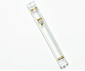 Custodia moderna Mezuzah in acrilico su misura con corona d'oro Design-gioiello religioso articolo decorativo - Product Image 1
