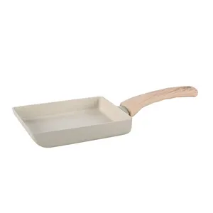 Omelette Pan Nonstick With Wooden Soft Touch Handle Rectangle Tamagoyaki Pan Small Square Frying Egg Roll Pan