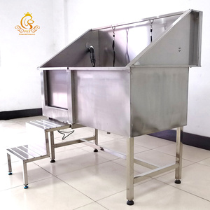 Baignoire pour animaux de compagnie EUR PET de haute qualité, grande taille, en acier inoxydable 304, avec sèche-cheveux, repose-pieds et tapis antidérapant - Product Image 3