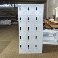 Armoire de rangement métallique ventilée à 18 portes en acier laminé à froid pour personnel d'hôtel et de club