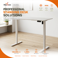 Bureau debout réglable moderne pour deux personnes, poste de travail modulaire avec structure en fer et bois, design européen
