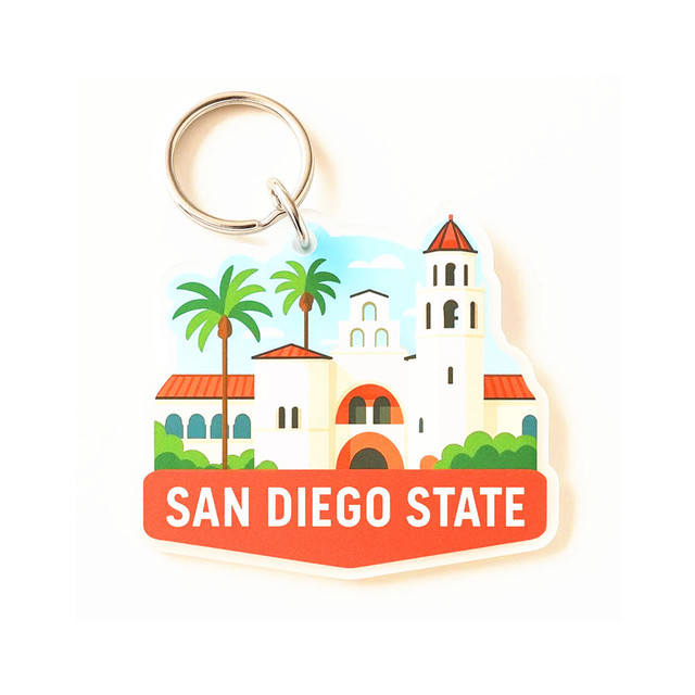 Fashion San Diego State Soft PVC Cartoon Durable Non-Toxic Customized Size Promotional Keychains Famous Scenic Spots UV Printed
