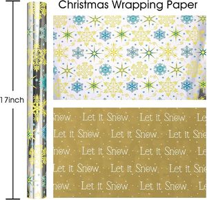 Christmas gift wrapping <b>paper</b> with snowflake and star aluminum <b>pattern</b> Double sided printing Multiple color options customizable - Product Image 2