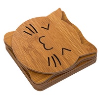 Napperon imprimé dessin animé en bois antidérapant, tapis de Table isolé animaux, tapis de cuisine sculpté, 14 à 14.5cm, 1 pièce