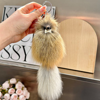 En gros, porte-clés pendentif pour téléphone portable en peluche de renard en fourrure, 20 cm, petit, mignon, rose, noir, rouge, gris, blanc, avec queue