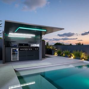 Cuisine extérieure fermée avec armoires modulaires et barbecue, armoires de cuisine extérieure - Product Image 2