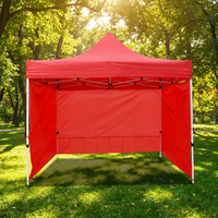 Carpa Plegable Resistente a la Intemperie con Paredes Laterales, Color Rojo, para Ferias Comerciales, Mercados de Agricultores y Eventos al Aire Libre