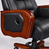 Chaise de bureau exécutive traditionnelle en cuir PU B961 avec base pivotante réglable, coutures noires et blanches