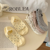 Chaussettes invisibles personnalisées pour femmes, à pois, en coton, tricotées, pour l'été, avec revers, décontractées, style bateau, vente en gros